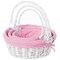 Vintiquewise White Round Willow Gift Basket, with Pink and White Gingham Liner and Handles, Set of 3 QI004550PK.3 - alternate 1